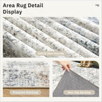Soalmost 6x9 Area Rug for Living Room Washable Rugs Non-Slip Blue/Ivory | - Image 6
