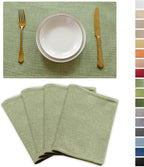 Demetex Green Placemat Set of 4 Washable Linen Place Mats for Dinner Heat Resistant Sage Cloth Placemats Scratch Resistant Plate Mats for Dining Table Kitchen, Green