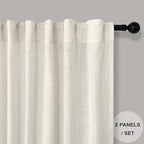 Extra Long Drapes 132 Inch Length Hanging Back Tab Rod Pocket Linen Sheer - Image 2