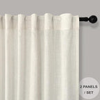 Natural Linen Curtains for Small Windows 38 Inch Wide 2 Panels Set Back Tab - Image 8