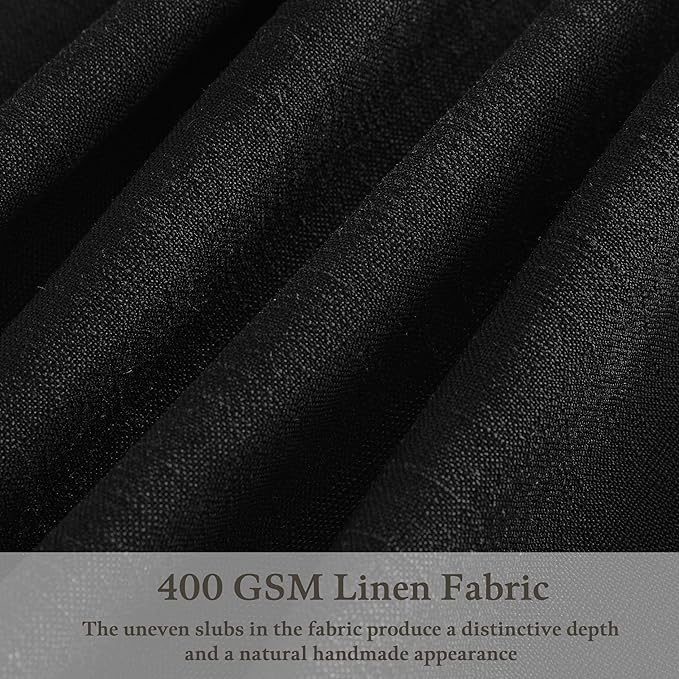 Pinch Pleated Linen Pleated Semi Sheer Black Curtains 96 Inch Long 2 Panels | - Image 3