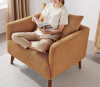 Oversized Accent Chair Modern Boucle Armchair for Living Room- 37" Wide Accent Chair with Solid Wood Legs, Curry Upholstered Lounge Chair for Bedroom & Office, Cozy Reading Chair (Easy Assembly)
