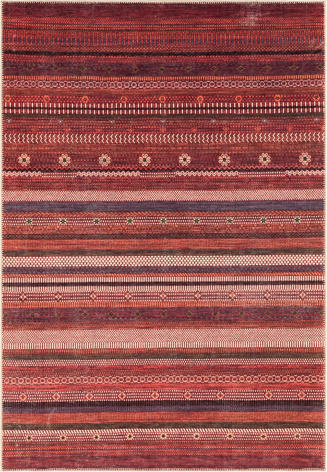 Keen Home Design 8x10 Rug - Machine Washable Area Rug with Non-Slip Backing, Ideal for Living Room, Dining Room, Bedroom - Vintage, Easy Clean, Durable, Low Pile Rug - (8' x 10')
