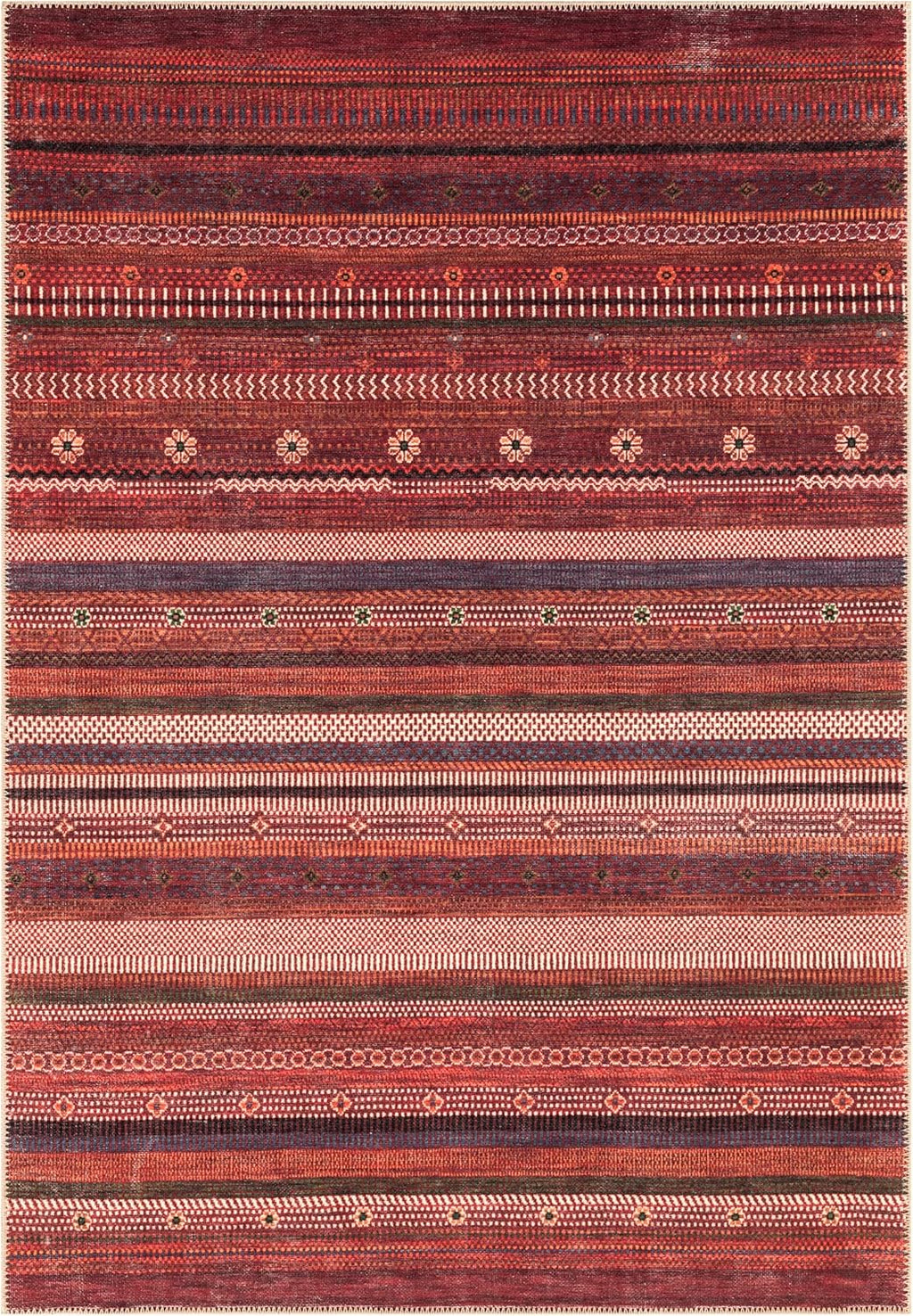 Keen Home Design 5x7 Rug - Machine Washable Area Rug with Non-Slip Backing, Ideal for Living Room, Dining Room, Bedroom - Vintage, Easy Clean, Durable, Low Pile Rug - (5' x 7')