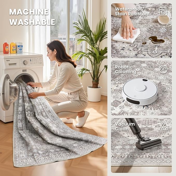 8x10 Area Rugs for Living Room, Large Washable Rug, Dining Room, Low Pile - Image 5