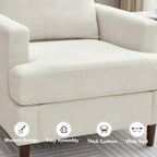 Mid-Century Accent Chair,Modern Linen Fabric Armchair for Living Room,Comfy Upholstered Reading Accent Chairs for Bedroom,Single Sofa Chair with Wood Legs (Beige, 1 Pack)