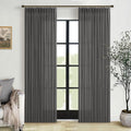 Pinch Pleat 105 Inches Linen Semi Sheer Dark Grey Curtains 50W | Charcoal Grey by Twodrapes