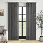 Pinch Pleat 105 Inches Linen Semi Sheer Dark Grey Curtains 50W | Charcoal Grey by Twodrapes