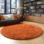 Amdrebio Burnt Orange Large Round Circle Rug 8Ft - Image 3
