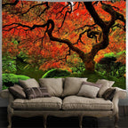 FENDROM Lakeside Red Tree Print Tapestry Nature Old tree Wall Hanging Decorative Psychedelic Scenic Tree Headboard Bedspread Tapestries for Bedroom Living Room Decor