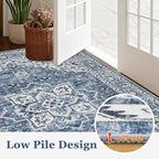 Round Area Rug for Living Room: 4ft Washable Rug for Bedroom Blue | Vintage - Image 8