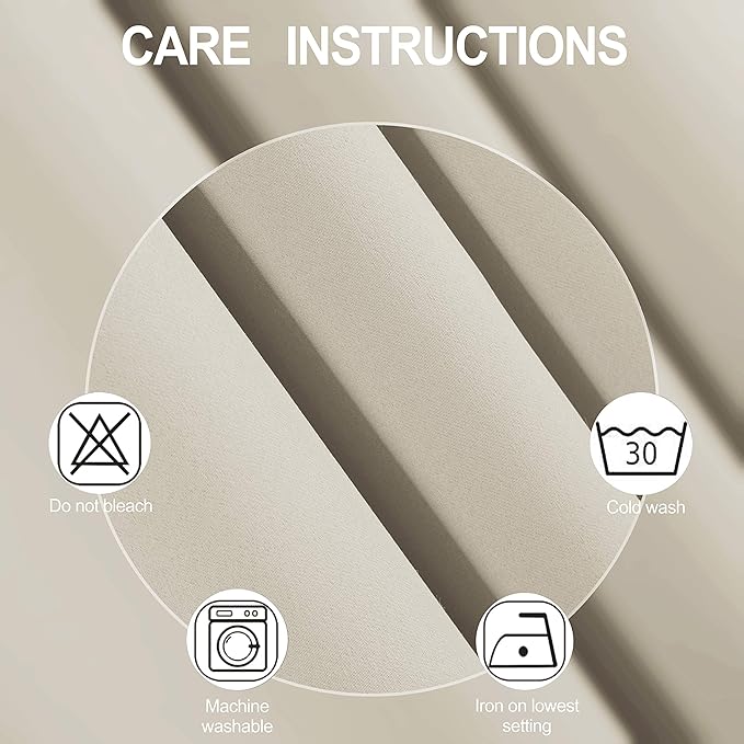 Light Beige Thermal Blackout Curtains/38 x 63 Inch/Set of 2 Panels Room - Image 4