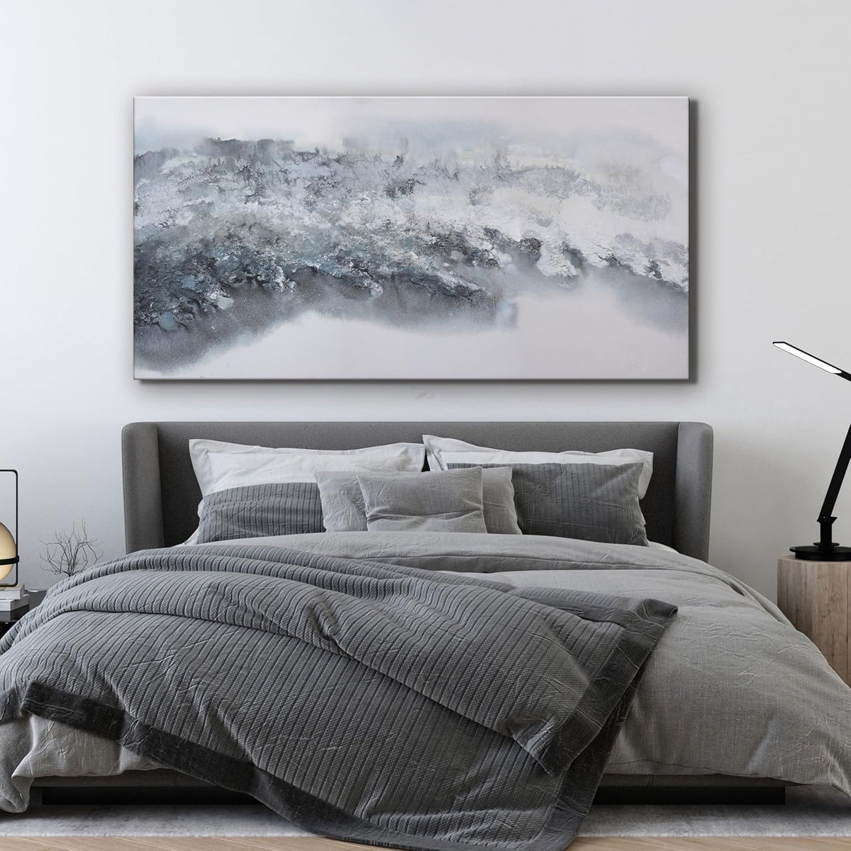Large Canvas Wall Art Grey And White Abstract Wall Art for Living Room Artwork Decor for Dinning Room Bedroom Hotel Office Kitchen 30x60 In