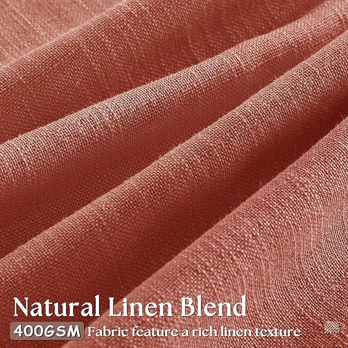 Terracotta 90 Inch Linen Curtains Pinch Pleated 2 Panels Set Firebrick | - Image 3