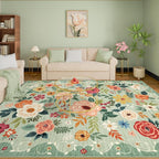 DUKINO 8x10 Area Rugs, Floral Washable Living Room Rug Non Slip, Stain Resistant - Image 3