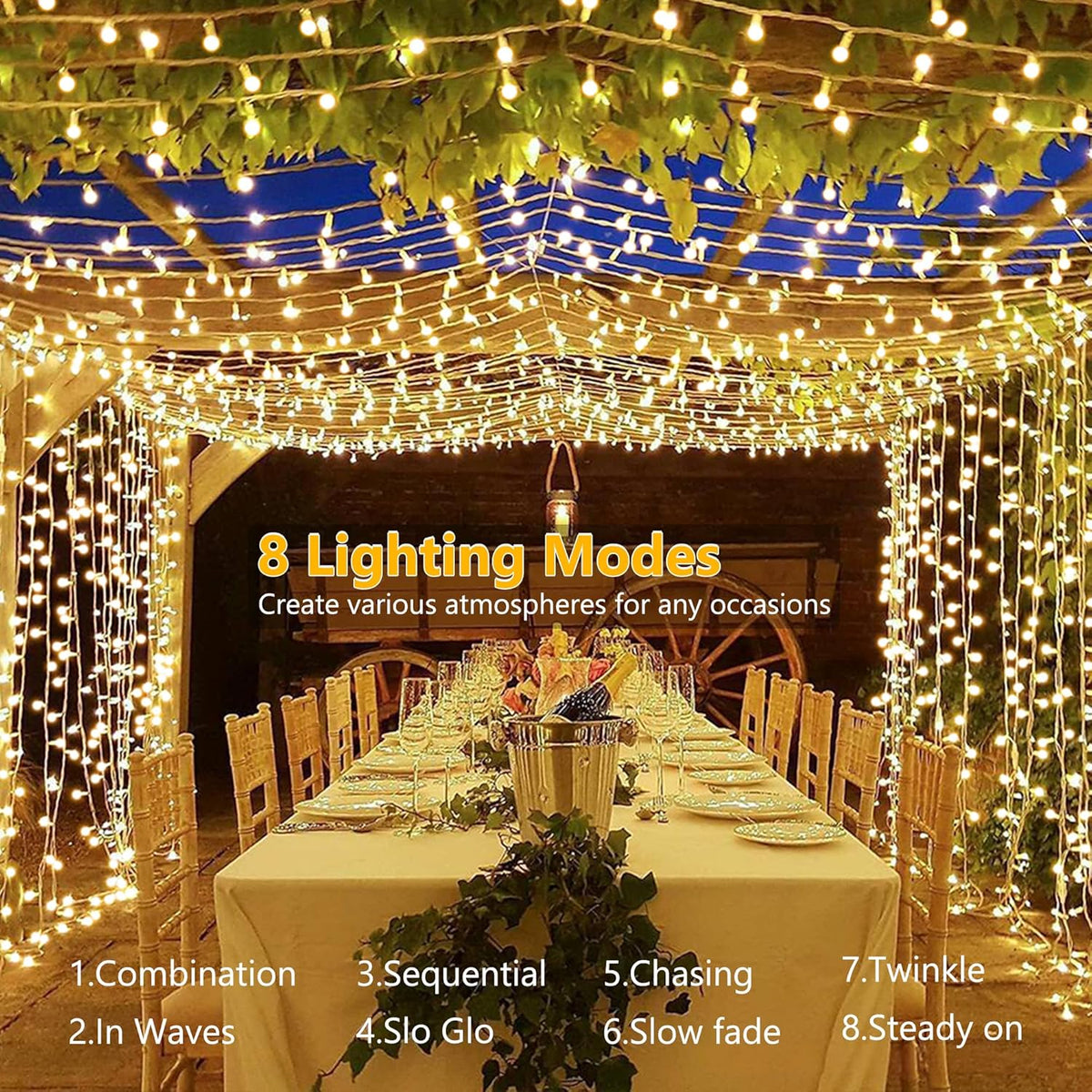 Brizled LED String Lights, 66ft 200 LED Christmas Lights, 8 Modes Soft White String Lights, Indoor Berry String Lights, Christmas Lights with Timer, Xmas Tree Lights for Wedding Party Room, Clear Wire