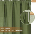 Olive Green Semi Sheer Linen Curtains 72 Inch Length - Image 3