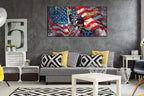 JKWALL77 American Flag Wall-Decor - Banksy Graffiti Canvas Wall Art - Office Pictures For Wall Ready To Hang Size 40" x 20"