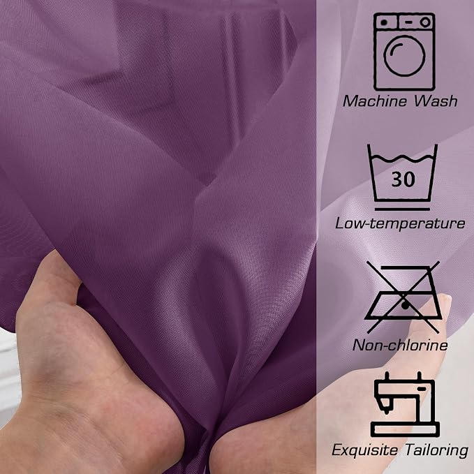Sheer Curtains 54 Inch Length 2 Panels Set, Plam Clear Sheer Short Curtains - Image 3