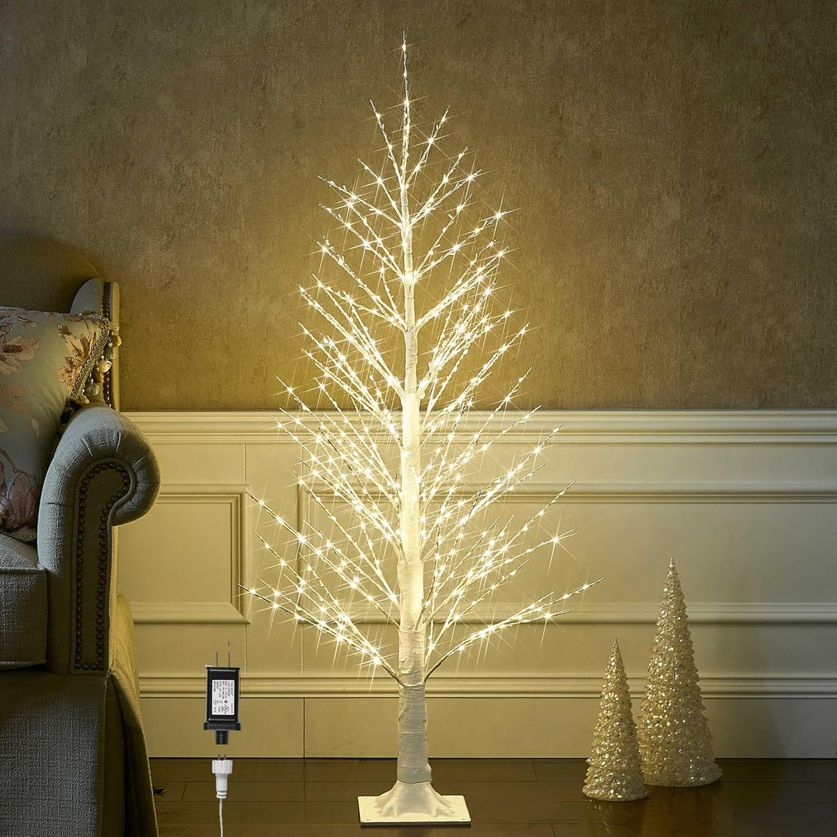 Birchlitland LED Alpine Trees 4FT 450L Warm White Fairy Lights, Lighted Trees for Indoor Outdoor Home Thanksgiving Christmas Holiday Decoration