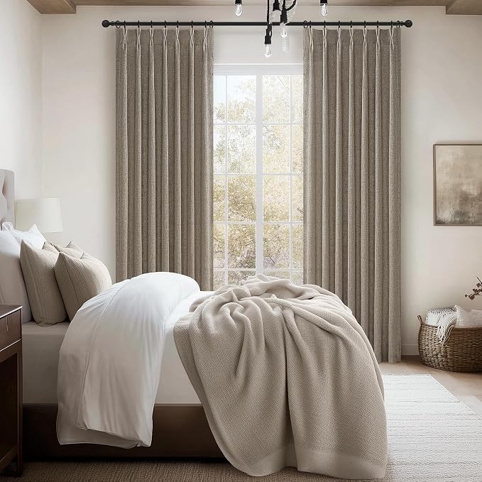 Dark Flax Pinch Pleated Curtains 92 Inches Long 2 Panels Set - Image 6