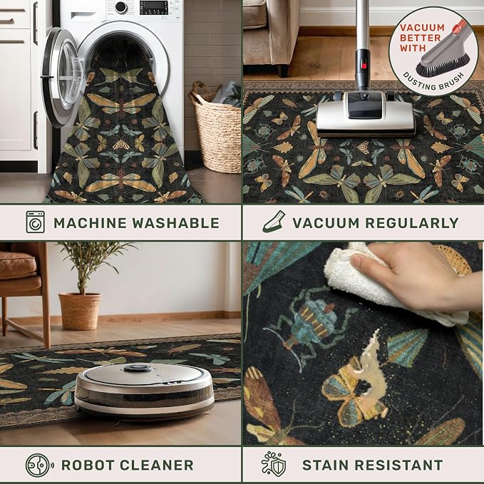 Black Front Door Mat Indoor Entrance Non Slip Washable - Image 4