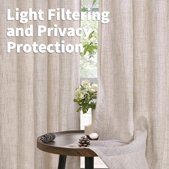 YoungsTex Natural Linen Curtains 45 Inch Length - Image 3