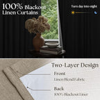 Deep Flax Linen Pinch Pleated Blackout Curtains 84 Inches Long | 100% Black Out - Image 5