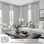 Light Grey Pinch Pleated Curtains 96 Inch Long - Image 6