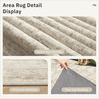 Soalmost 6x6 Beige Round Rug 6ft Circle Living Room Area Rugs Non-Slip | - Image 5