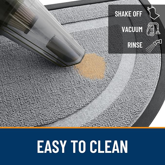 OLANLY Half Circle Front Door Mat Outside 33x21 All-Season Rubber Doormat | Ash - Image 5