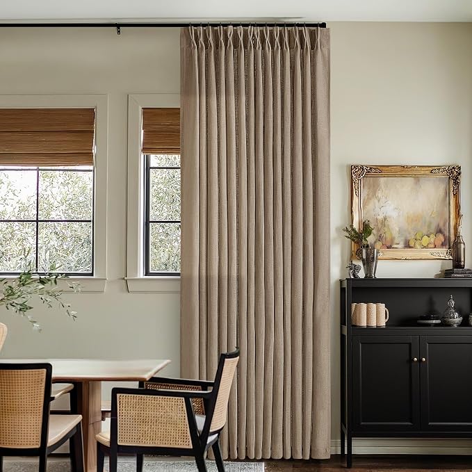 Extra Long Light Brown 120 Inches Semi Sheer Linen Curtains Brown Coffee | - Image 7