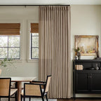 Farmhouse 80 Inch Brown Tan Pinch Pleated Linen Semi Sheer Curtains 2 Panel | - Image 6