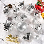 116Pcs Silver Christmas Ball Ornaments Set, Shatterproof Christmas Hanging Decoration Set with Gift Box, Assorted Decorative Baubles Set for Xmas Tree/Home/Wedding/Party/Holiday (Silver)