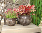 Headwind 8" Sutton - Rosewood Brown, Ironstone Metal Planter Pot. Indoor Outdoor Use,