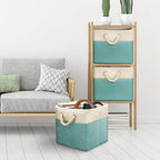 SIMPLE HOUSEWARE Fabric Storage Cubes, 13" x 13" Storage Bin, 3 Pack, Turquoise
