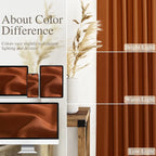 Rust Linen Curtains for Living Room 72 Inches Long Light Filtering Semi Sheer - Image 3