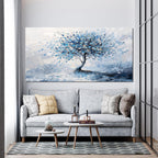 Large Canvas Wall Art Decor Modern Blue White Wall Art Prints Canvas Art Wall Decor Wall Art Pictures for Living Room Artwork for Walls Abstract Art Tree of Life Wall Art Bedroom Office Decor 24"X48"