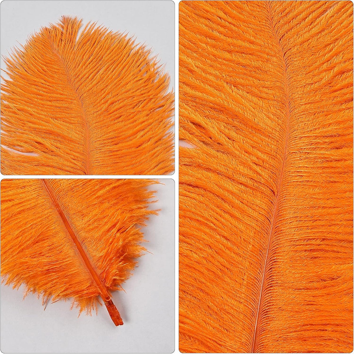 THARAHT Orange Ostrich Feathers 24pcs Natural Bulk 8-10Inch 20cm-25cm for Crafts Wedding Party Centerpieces Halloween and Home Decoration Feathers