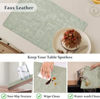 FROMHEART Faux Leather Placemats Set of 8–Waterproof,Heat/Oil Stain-Resistant PU Table Mat–Reversible,Non-Slip,Easy to Clean Place Mats for Kitchen,Dining,Indoor/Outdoor,(Light Green,11.8" x 17")