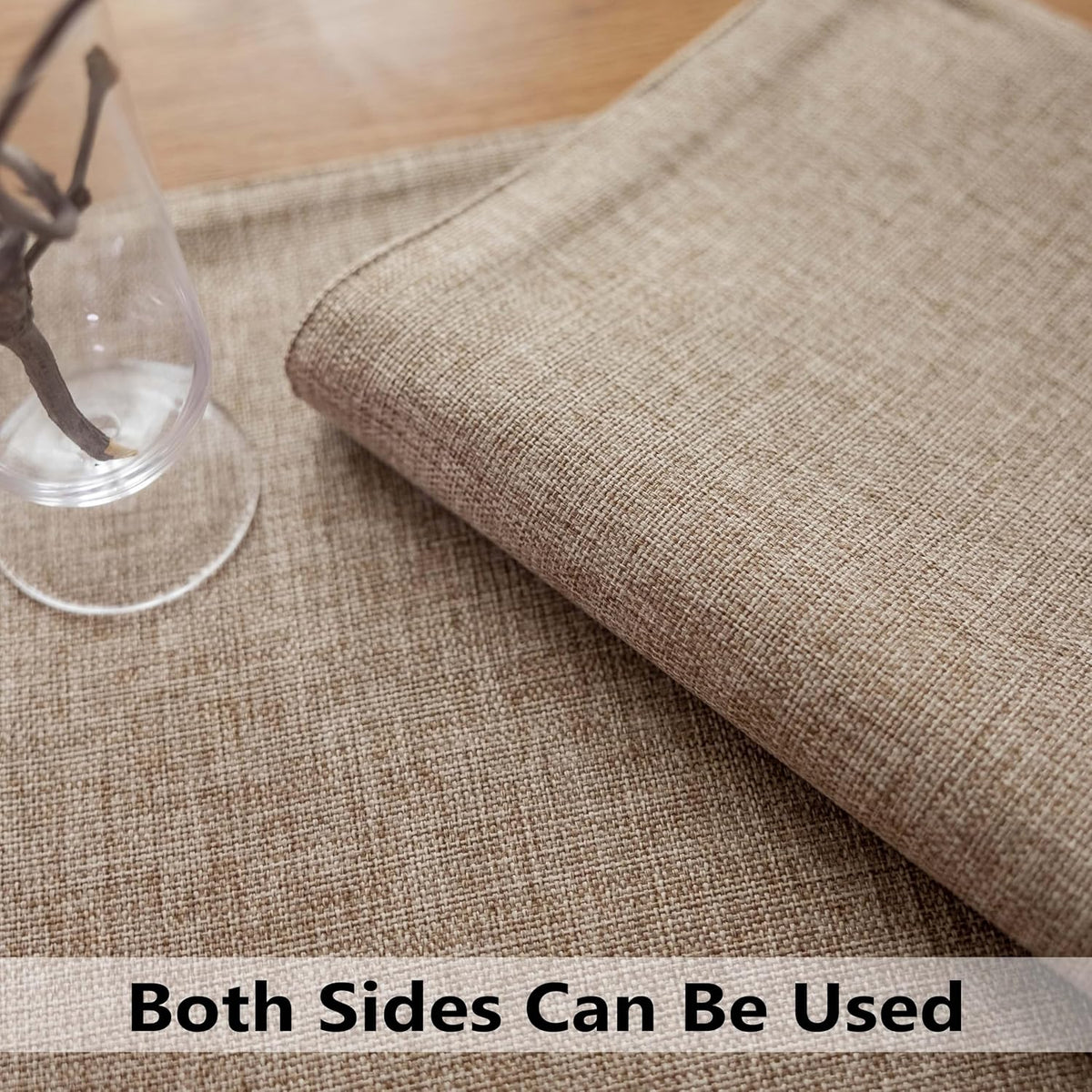 Demetex Table Placemats Linen Place Mats Set of 8 Natural Heat Resistant Cloth Plate Mats for Indoor Dining Room Restaurant Cafe, 13x19 inch, Linen