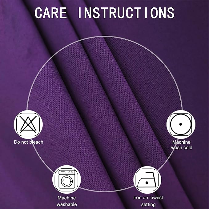 Purple Thermal Blackout Curtains/52 x 108 Inch/Set of 2 Panels Room Darkening - Image 4