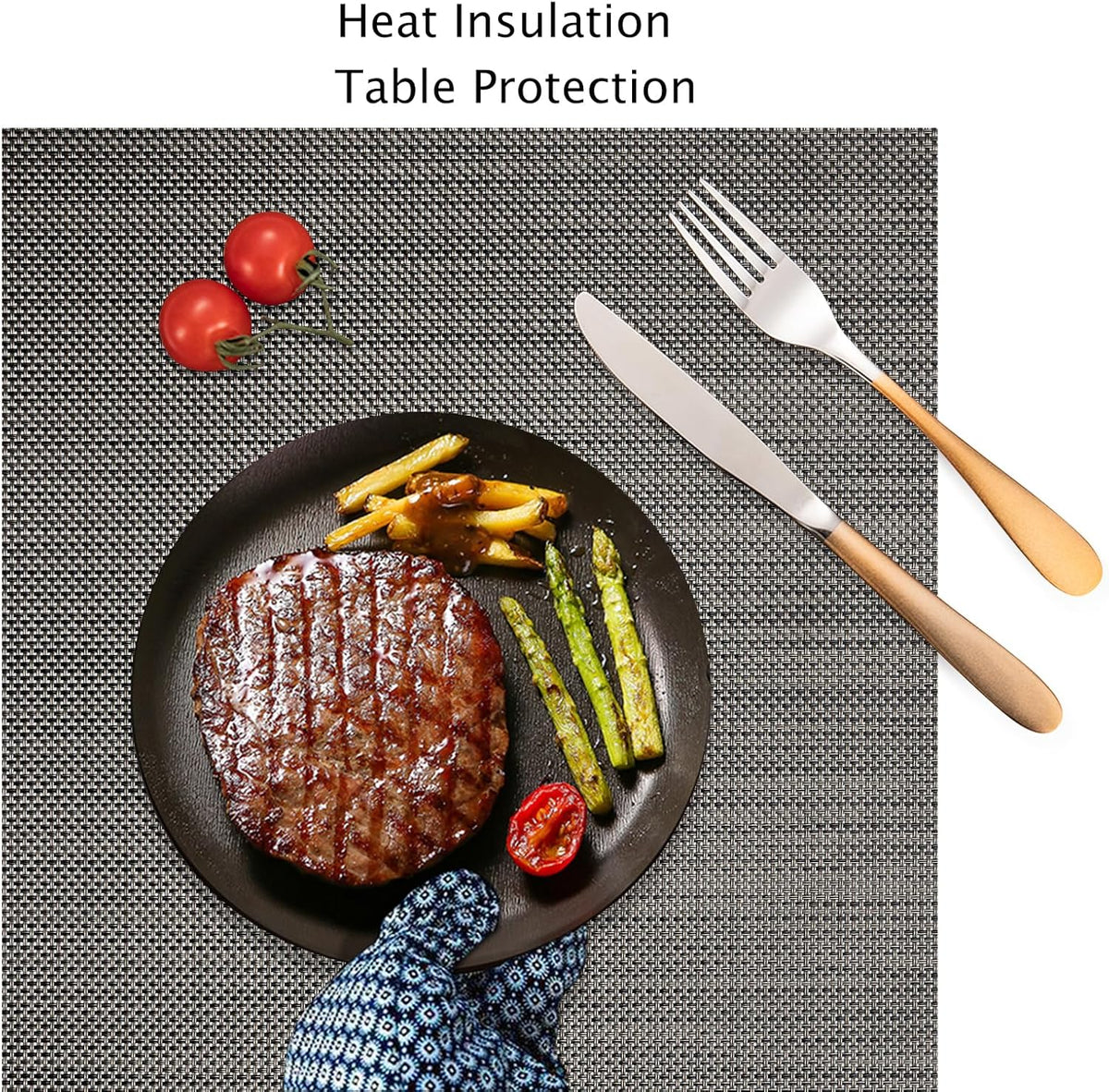 Myir JUN Placemats Set of 8, Vinyl Woven Placemats Place Mats Indoor Set of 8 Washable Table Mats Non-Slip Place mats for Dining Table (Dark Brown, Set of 8)