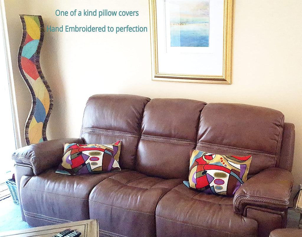 Lumbar Kandinsky Contemporary Throw Pillows - Musical | Modern Pillow Cases | Abstract Pillows | Modern Accent Pillow | Abstract Chair Cushions | Handmade Cushion | Wool Size 14x20