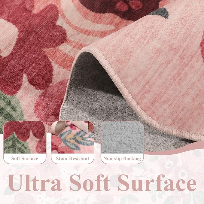DUKINO 6x9 Area Rugs, Floral Washable Rug - Image 6
