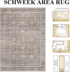 Schweek 8x10 Washable Area Rug Neutral Floral Rugs - Image 2