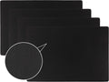 Faux Leather Placemats, PU Table Mats, Set of 4, Waterproof, Stain Resistant, Heat Resistant, Non-Slip Easy to Clean for Kitchen Dining Table,Conference Table C Black Rectangle