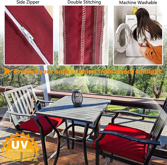 Sqodok Outdoor Cushion Covers 25x25 inch, Wicker Chair - Image 4