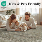 Schweek 9x12 Area Rug Brown Grey Washable Neutral Vintage Distressed Rugs | - Image 8