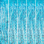 GOER 3.2 ft x 6.5 ft Metallic Tinsel Foil Fringe Curtains Party Photo Backdrop Party Streamers for Birthday,Graduation,New Year Eve Decorations Wedding Decor (5 Pcs,Wavy Light Blue)